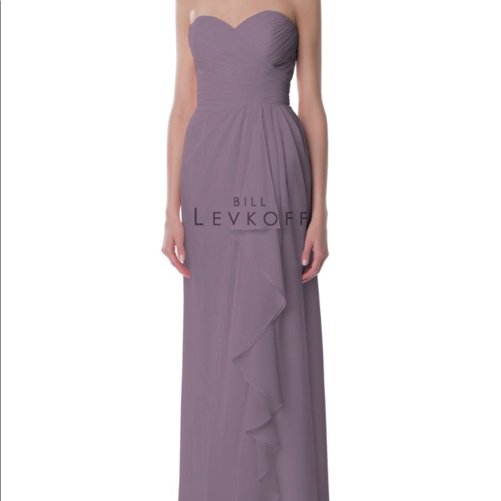 Victorian lilac Bill Levkoff bridesmaids dress.